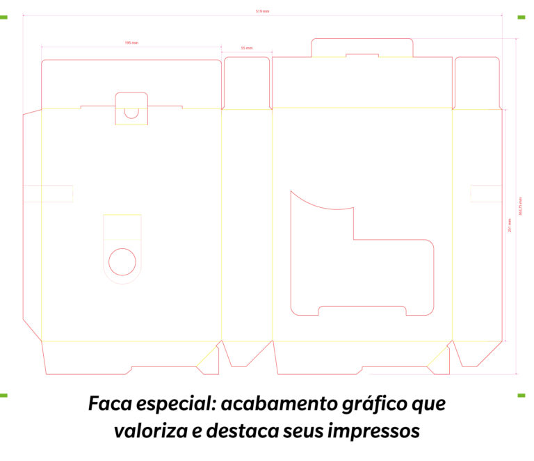faca de corte de display promocional com corte especial em grafica