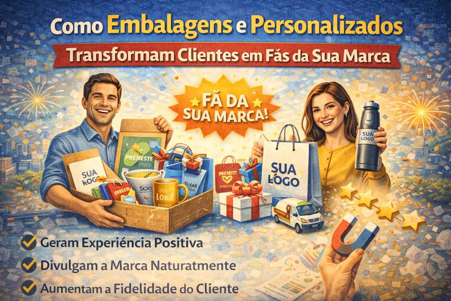 Embalagens e brindes personalizados transformando clientes em fãs da marca.